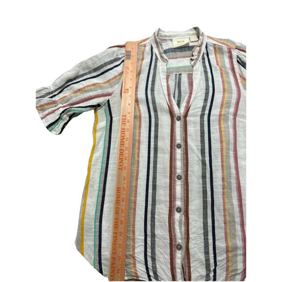 Anthropologie Maeve Sz 10 Alisa Ruffled Short Sleeve Blouse 100% Cotton - Picture 3 of 8